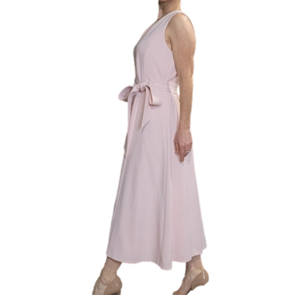 Size 16 Dress A-Line V-neck Sleeveless Belt Pockets Pink color CALVIN KLEIN #48 - Picture 4 of 16